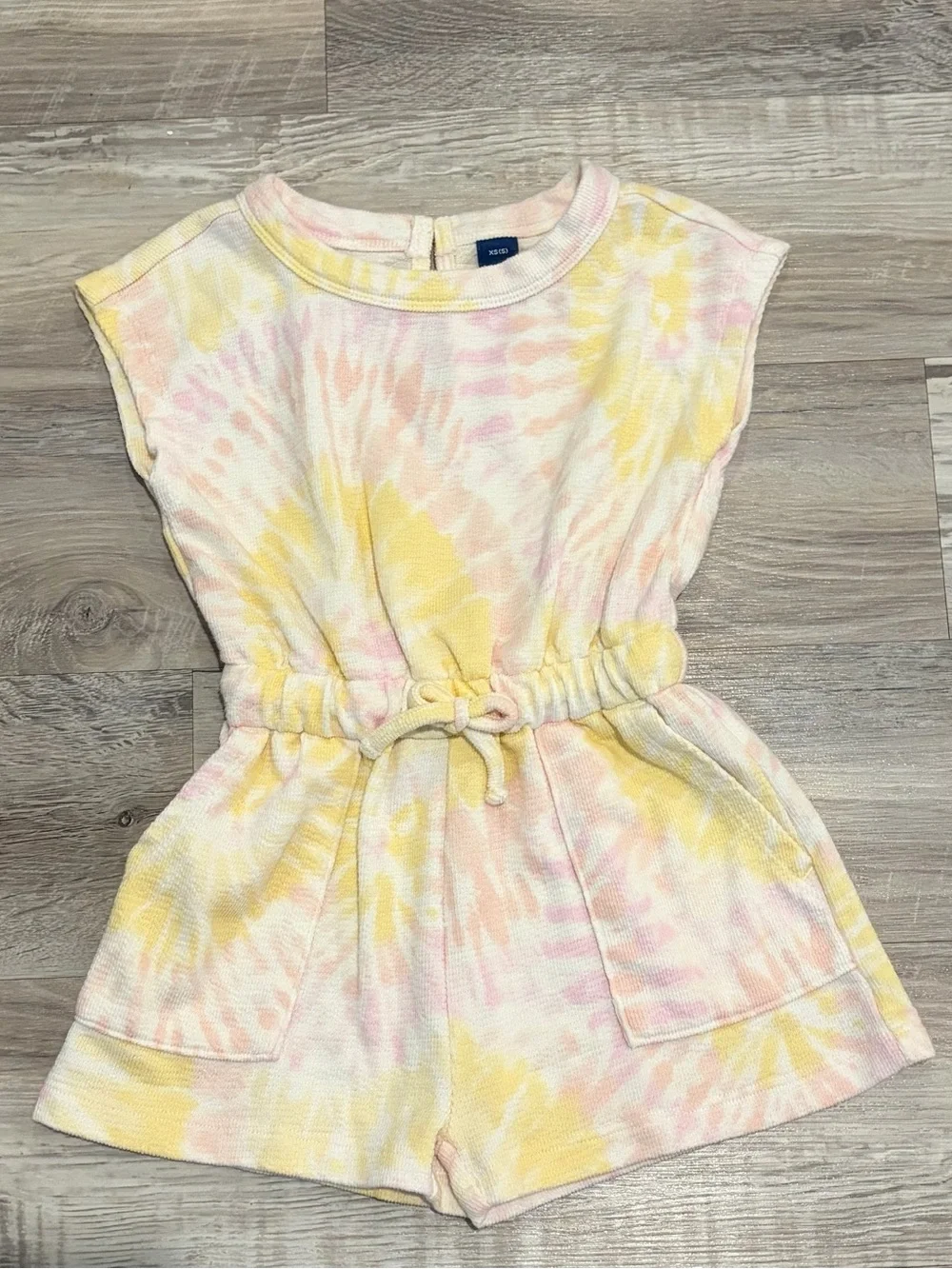 Old Navy Girls Yellow & Pink Tie-Dye French Terry Utility Romper size XS 5